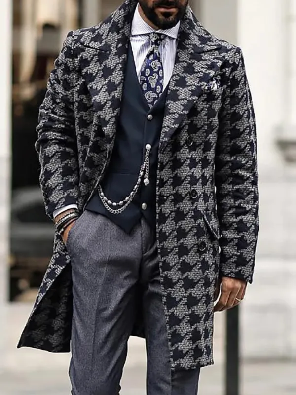 Long Plaid Suits Lapel Wool&Blends sold by Oeyes