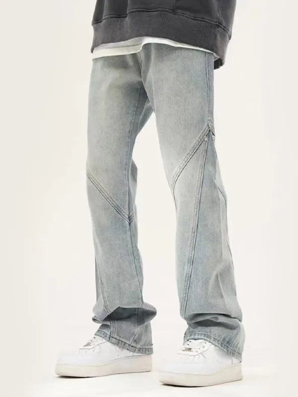 Street Splicing Light-Colored Straight Casual Jeans Loose Design Men'S Pants sold by Oeyes