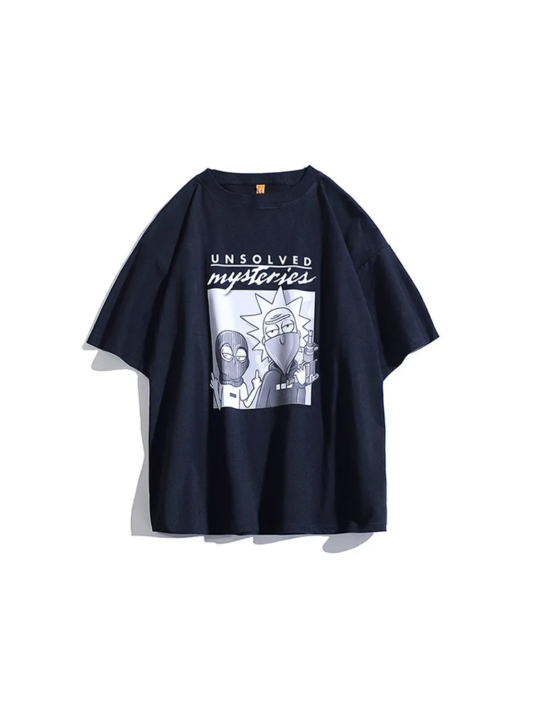 Street Fashion Letter Cartoon Print Loose Short Sleeve T-Shirt sold by Oeyes product image thumbnail 2