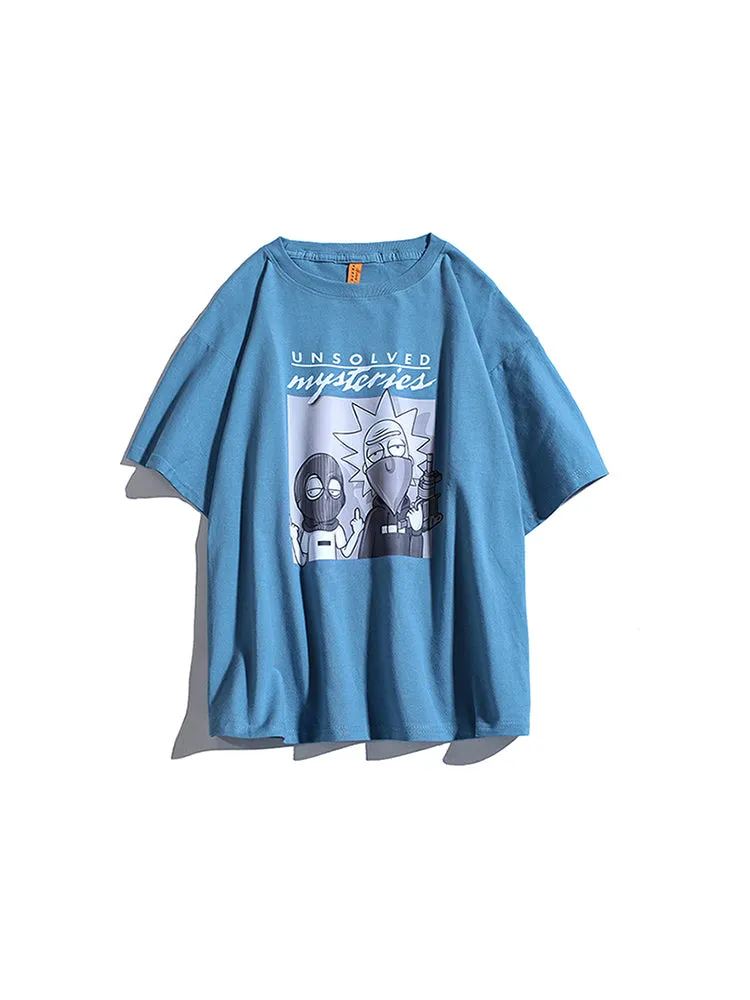 Street Fashion Letter Cartoon Print Loose Short Sleeve T-Shirt sold by Oeyes product image thumbnail 4