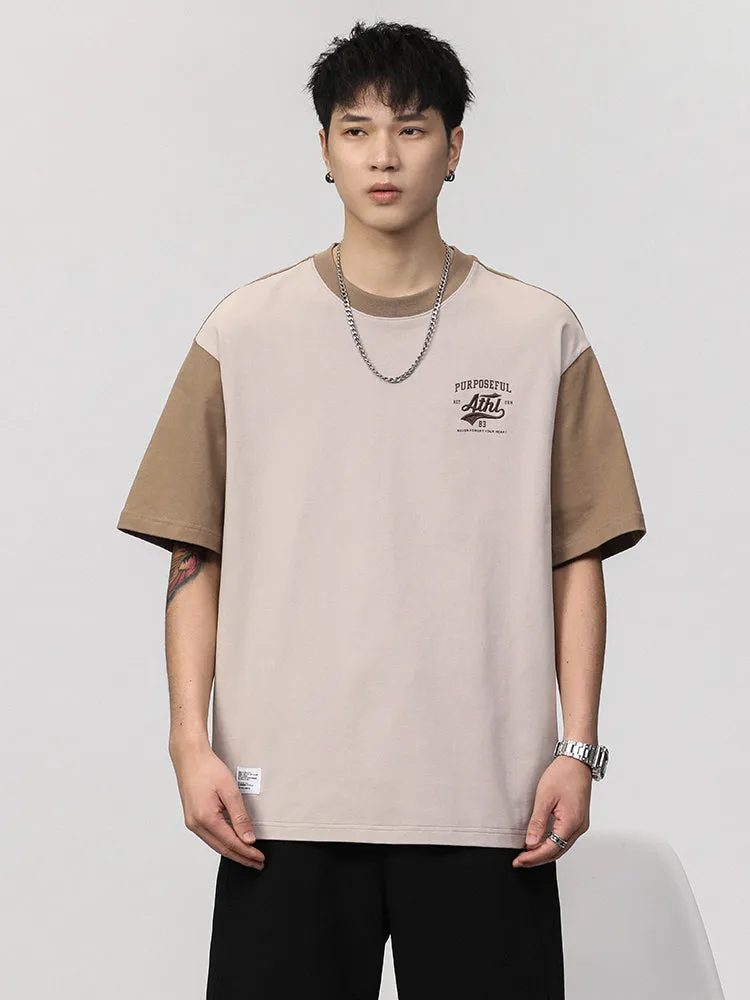 Raglan Sleeve Patchwork Fit Tees With Embroidery sold by Oeyes product image thumbnail 4