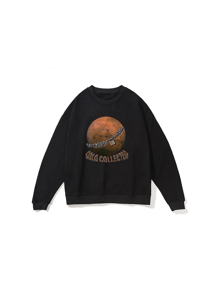 Chain Planet Letter Print Crew Neck Casual Loose Men'S Hoodies sold by Oeyes product image thumbnail 5