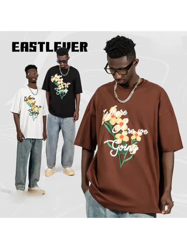 Loose-Fitting Cartoon Print T-Shirt sold by Oeyes