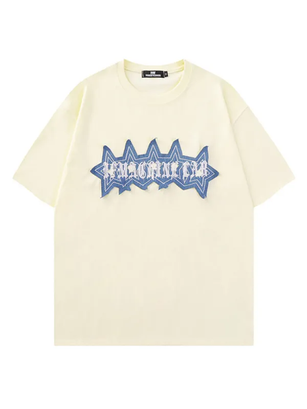 Retro Pentagram Letter Print T-Shirt sold by Oeyes