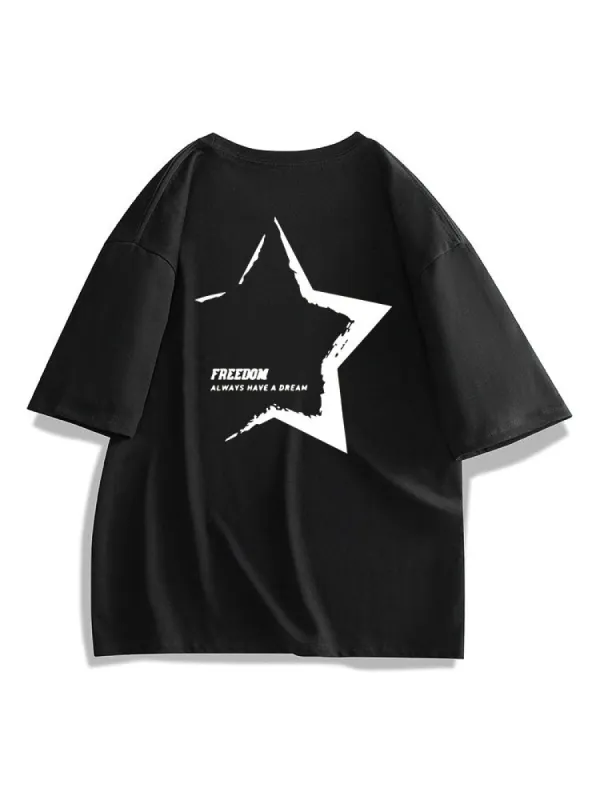Casual Star Print T-Shirt sold by Oeyes