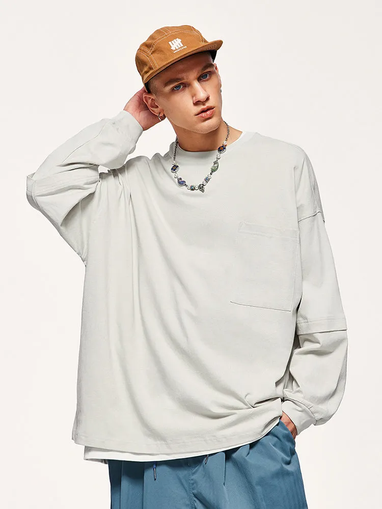 Long-Sleeved Cotton T-Shirt With Drop Shoulder sold by Oeyes