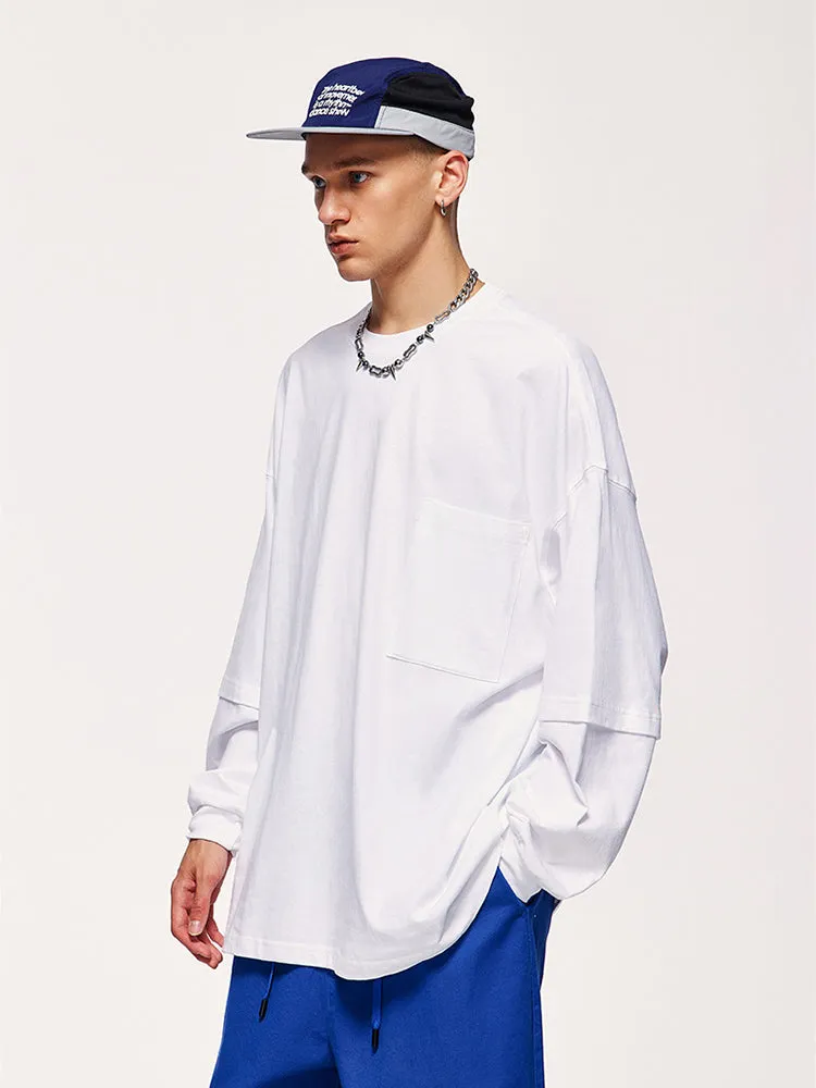 Long-Sleeved Cotton T-Shirt With Drop Shoulder sold by Oeyes product image thumbnail 3