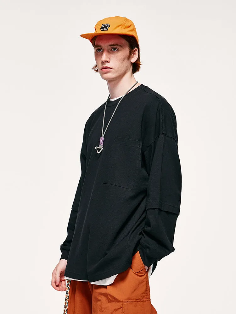 Long-Sleeved Cotton T-Shirt With Drop Shoulder sold by Oeyes product image thumbnail 2