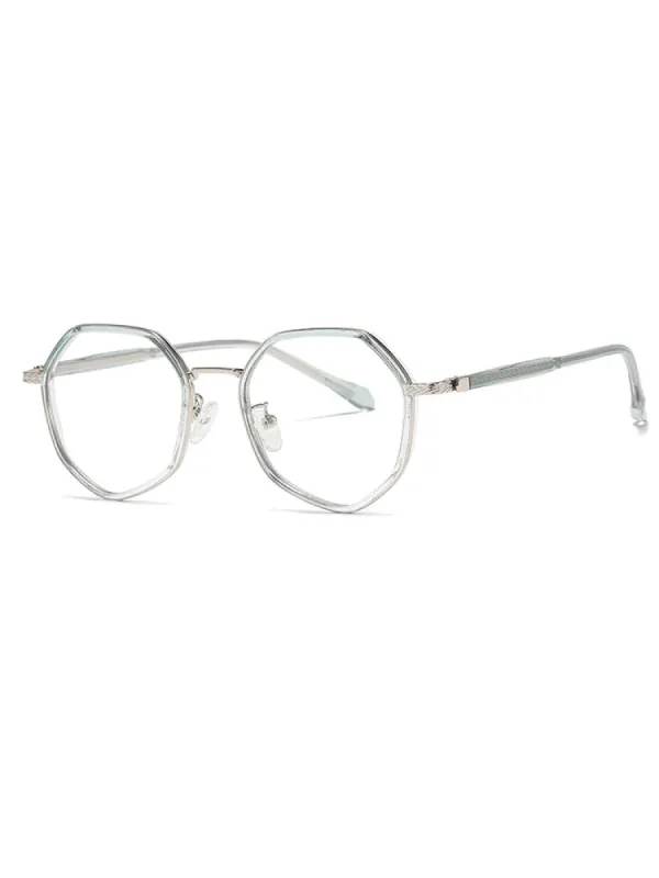 Women'S Polygonal Metal Patterned Temple Blue Light Blocking Glasses sold by Oeyes