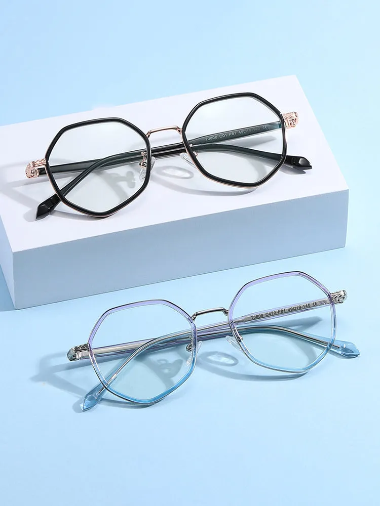 Women'S Polygonal Metal Patterned Temple Blue Light Blocking Glasses sold by Oeyes product image thumbnail 5