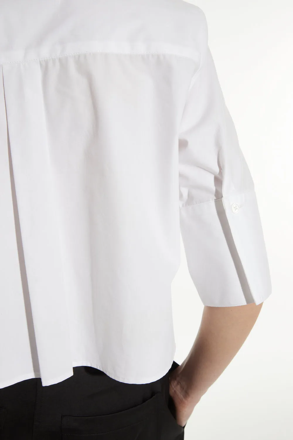 Macie Cropped Blouse with Neck Tie, White/Black sold by Saint Art product image thumbnail 5