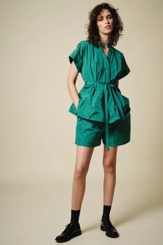 Fiona Taffeta Short, Jade Green made by Saint Art
