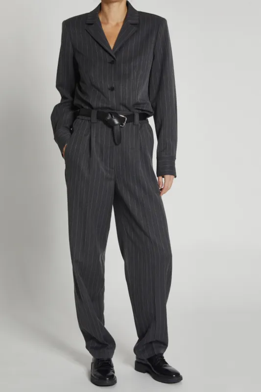 Chester Pinstripe High Waisted Pant, Grey sold by Saint Art