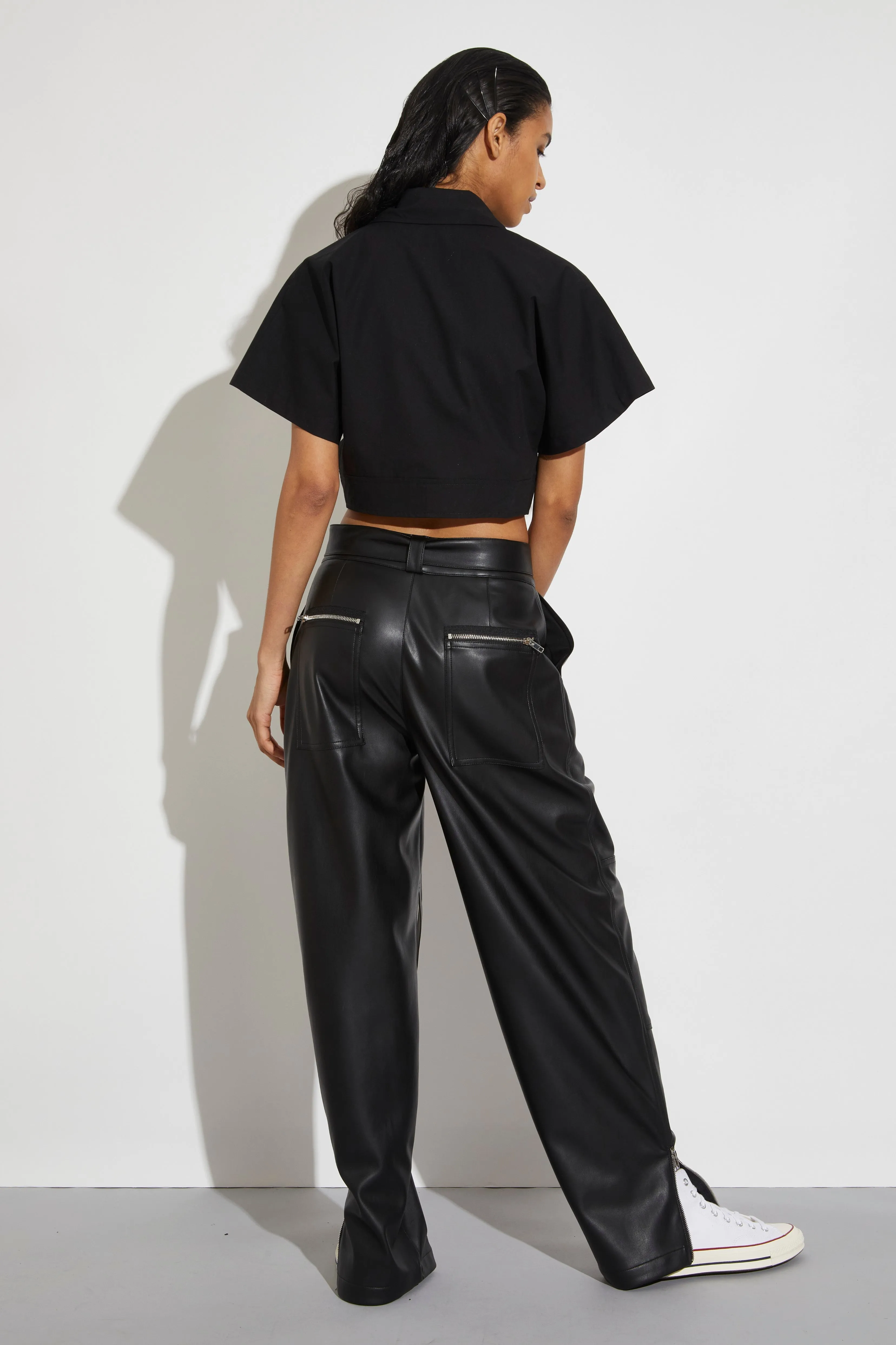 Courtney Mid-rise Vegan Leather Pants, Black sold by Saint Art product image thumbnail 4