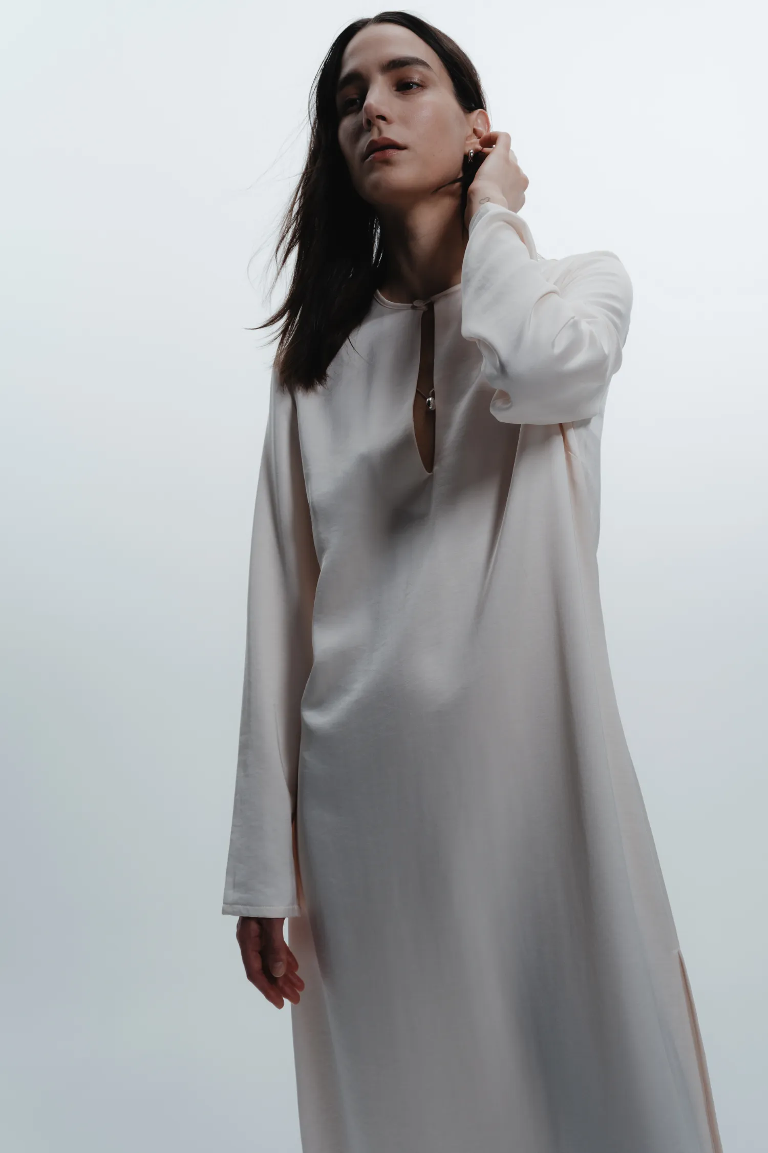 Isabel Long Sleeve Dress, Ivory sold by Saint Art