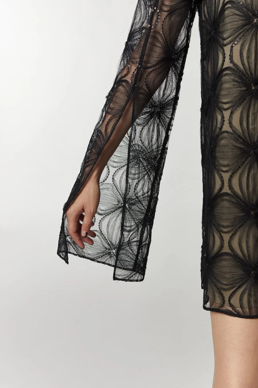 Dahlia Sequin Mesh Mini Dress, Black sold by Saint Art product image thumbnail 4