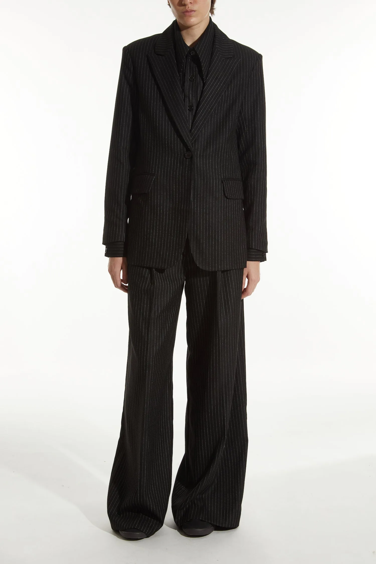 Jackie Pinstripe Blazer, Charcoal Pinstripe sold by Saint Art product image thumbnail 3