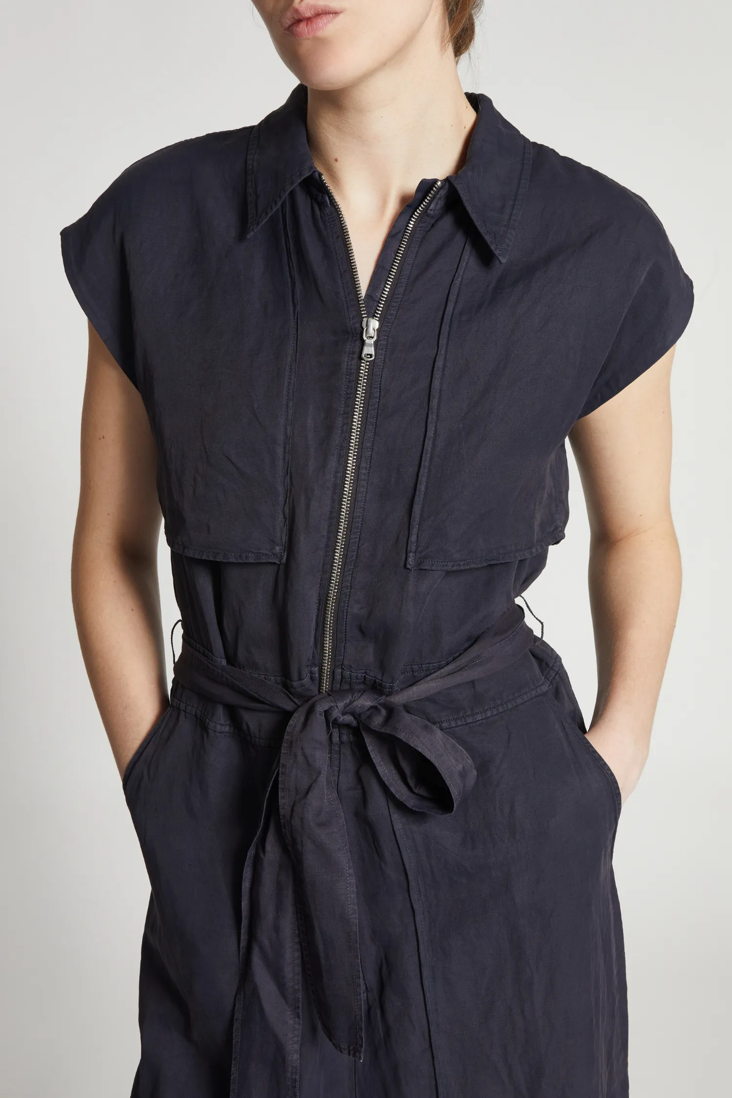 Maxine Short Sleeve Cargo Jumpsuit, Licorice Black sold by Saint Art product image thumbnail 2