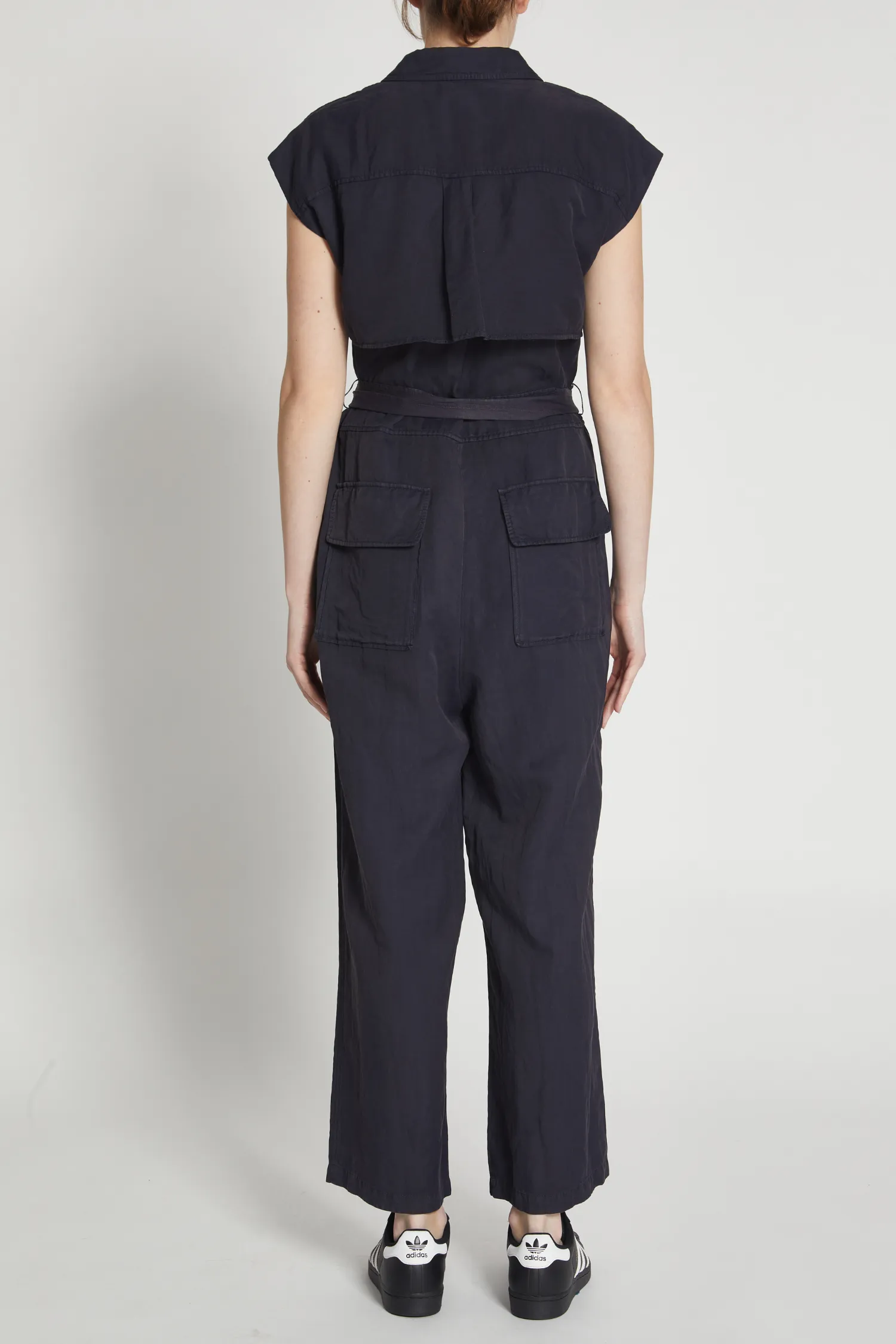 Maxine Short Sleeve Cargo Jumpsuit, Licorice Black sold by Saint Art product image thumbnail 4