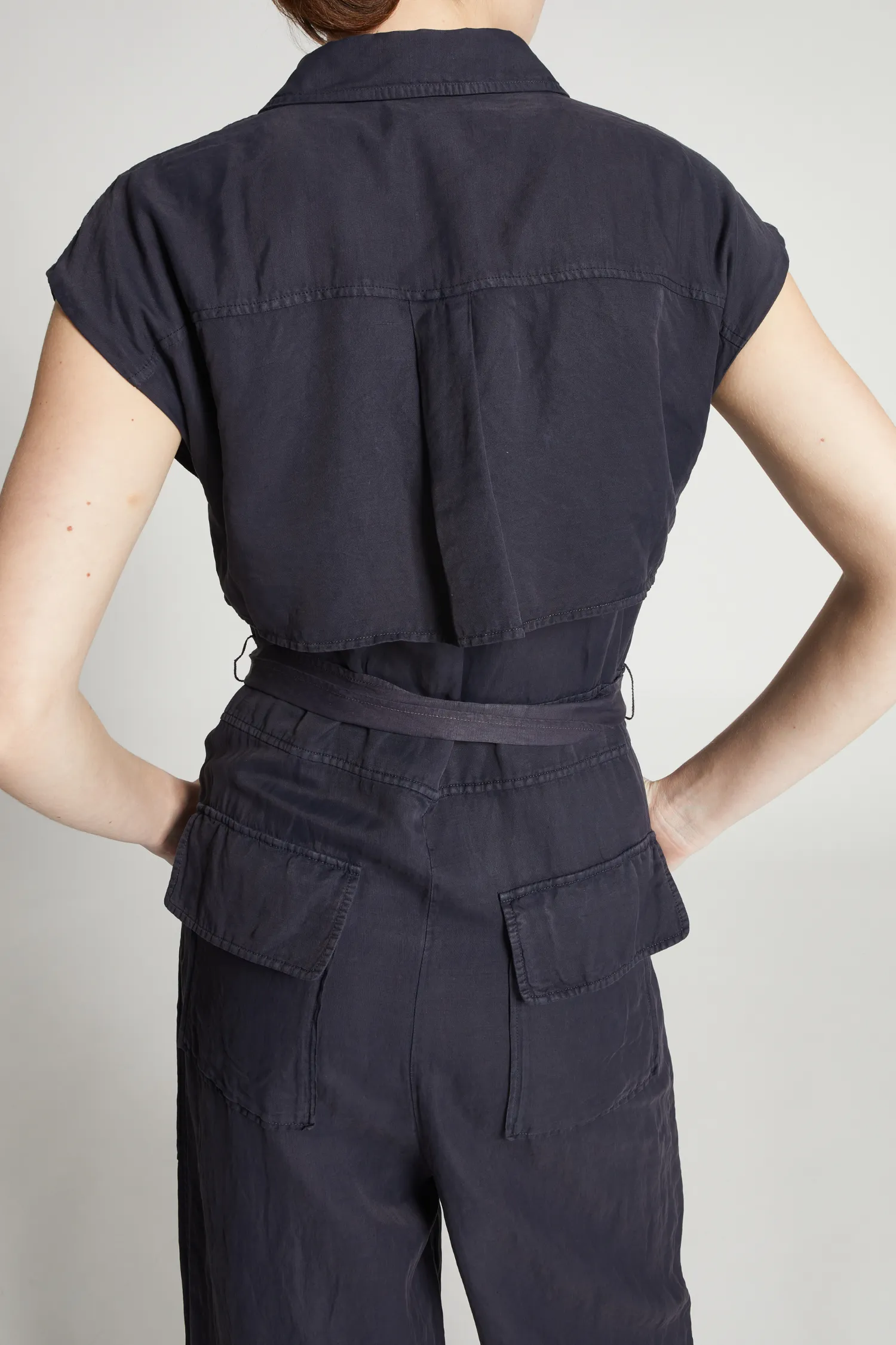 Maxine Short Sleeve Cargo Jumpsuit, Licorice Black sold by Saint Art product image thumbnail 5