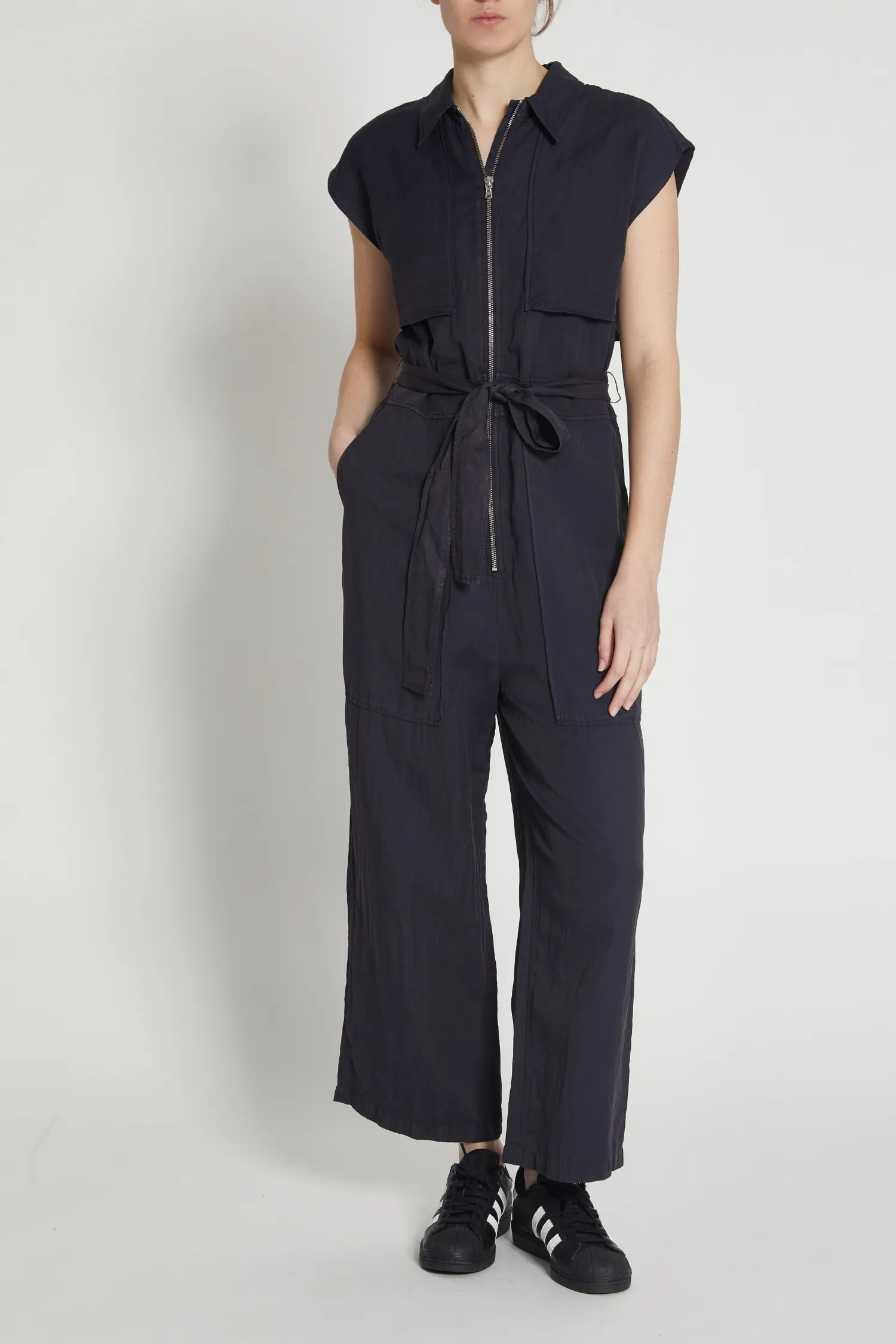 Maxine Short Sleeve Cargo Jumpsuit, Licorice Black sold by Saint Art product image thumbnail 3