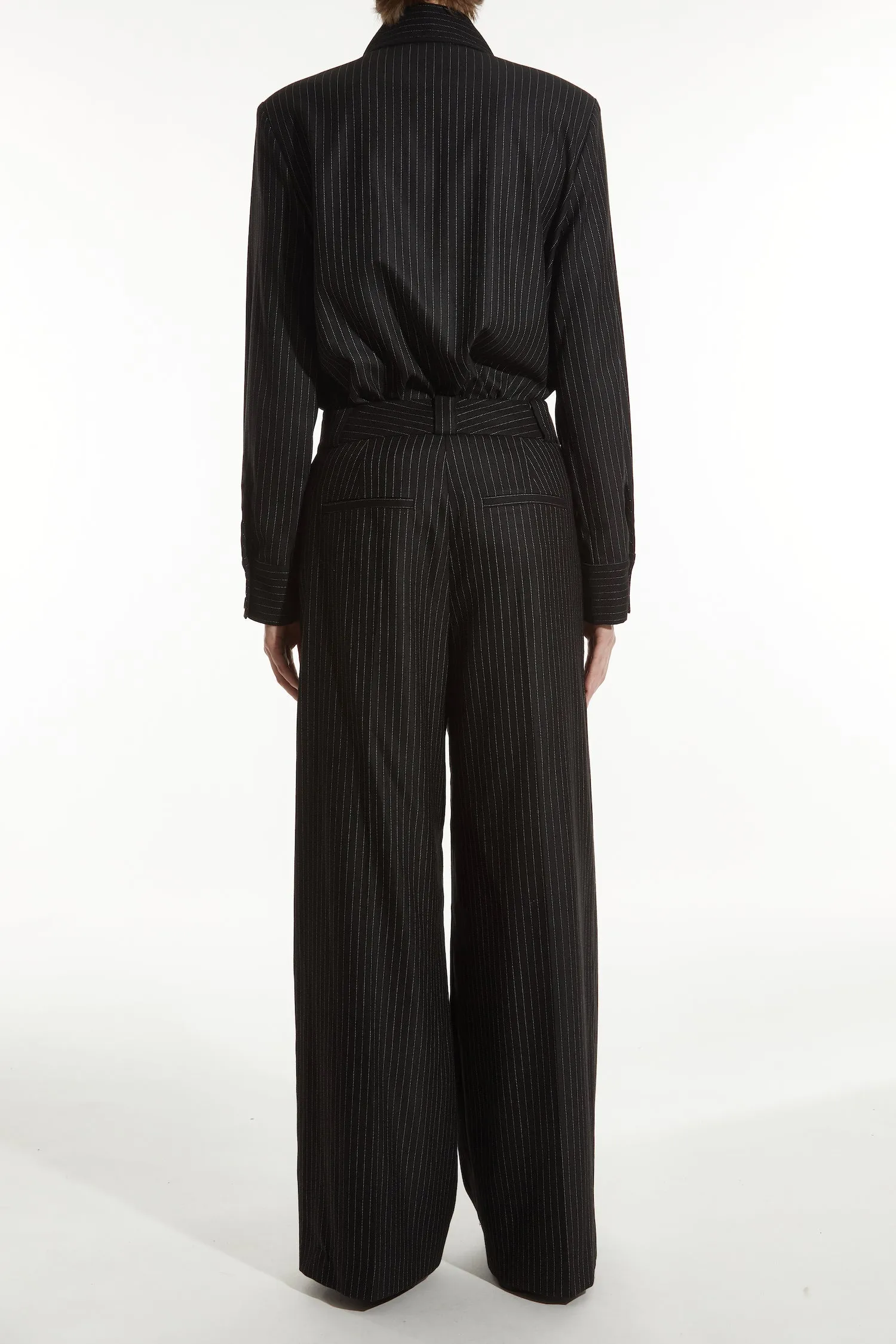 Alessandra Tailored Blouse, Charcoal Pinstripe sold by Saint Art product image thumbnail 3