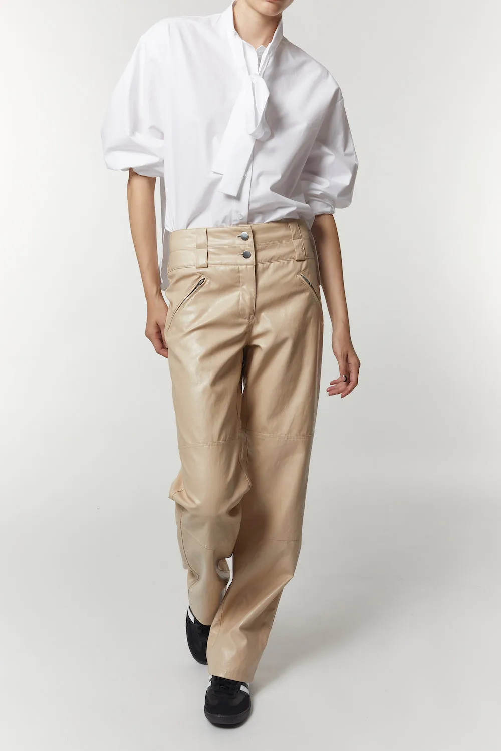 Lauren Low-Rise Straight Leg Leather Pant sold by Saint Art product image thumbnail 5