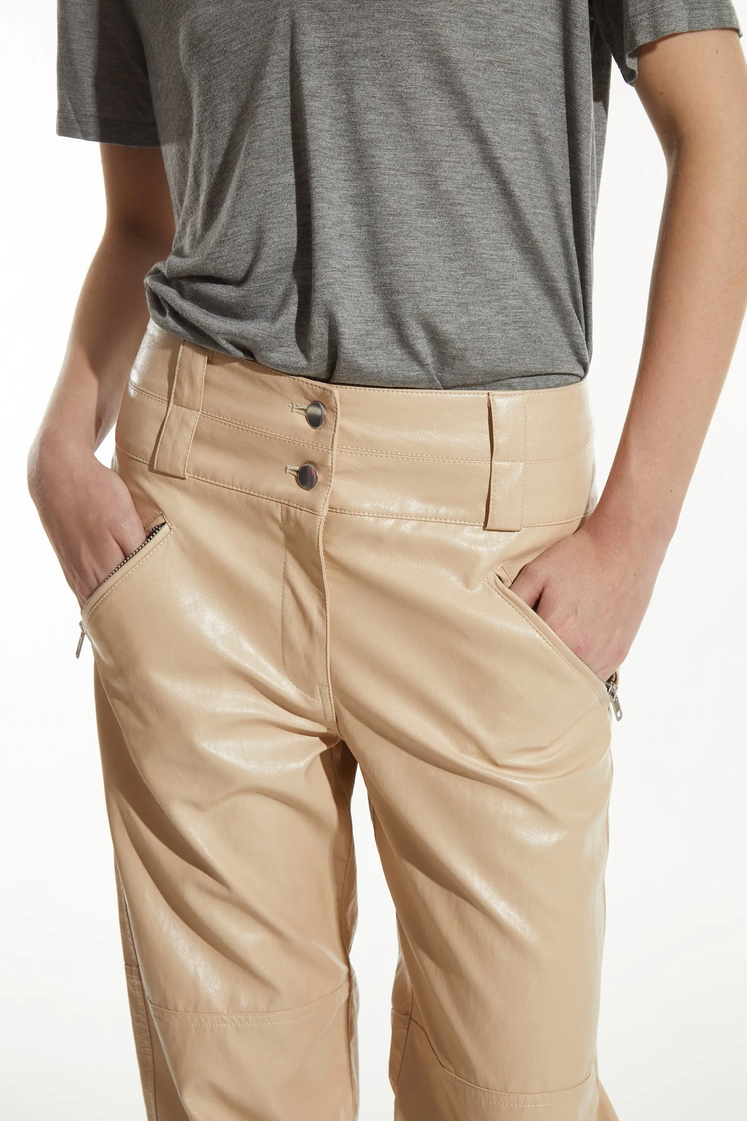 Lauren Low-Rise Straight Leg Leather Pant sold by Saint Art