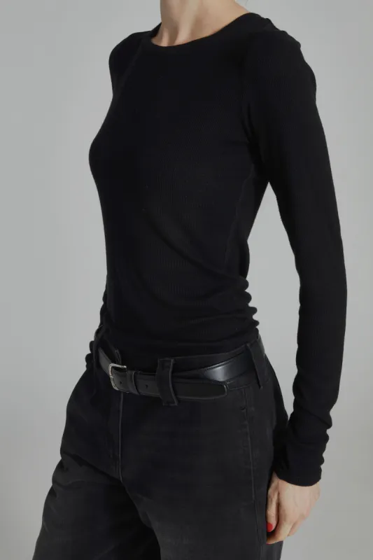 Rio Ribbed Crewneck, Black sold by Saint Art