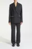 Veronica Mid-Rise Relaxed Fit Combo Pinstripe Trouser, Black sold by Saint Art