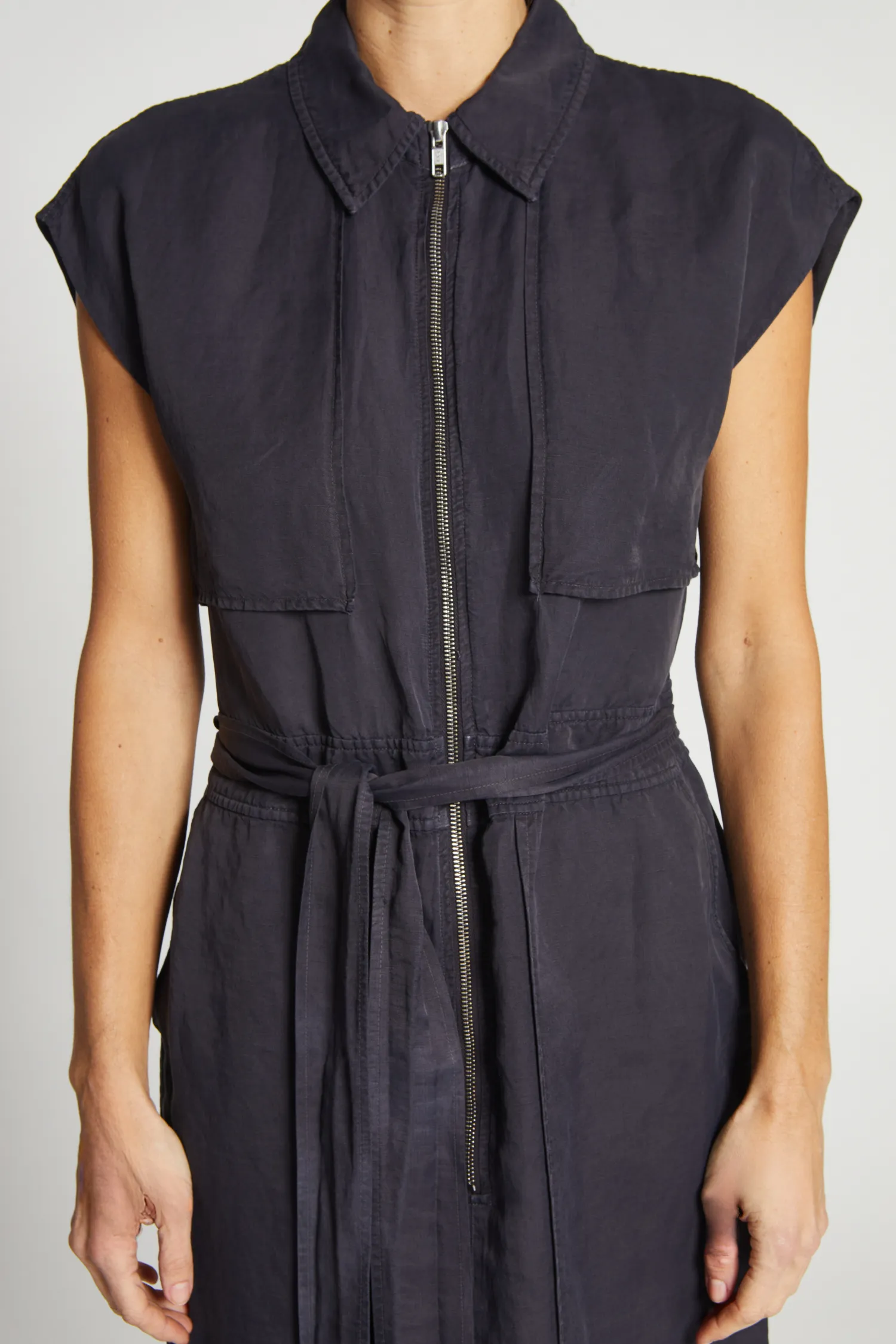Fran Short Sleeve Cargo Dress, Licorice Black sold by Saint Art