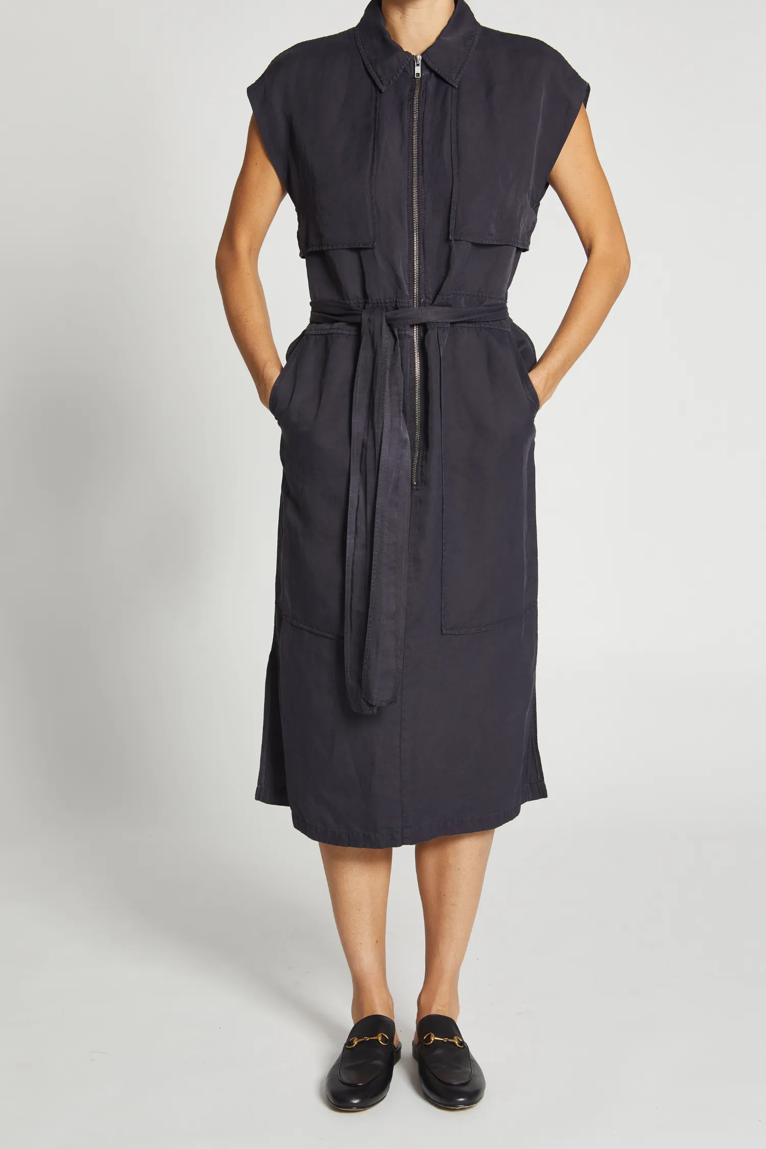 Fran Short Sleeve Cargo Dress, Licorice Black sold by Saint Art product image thumbnail 2