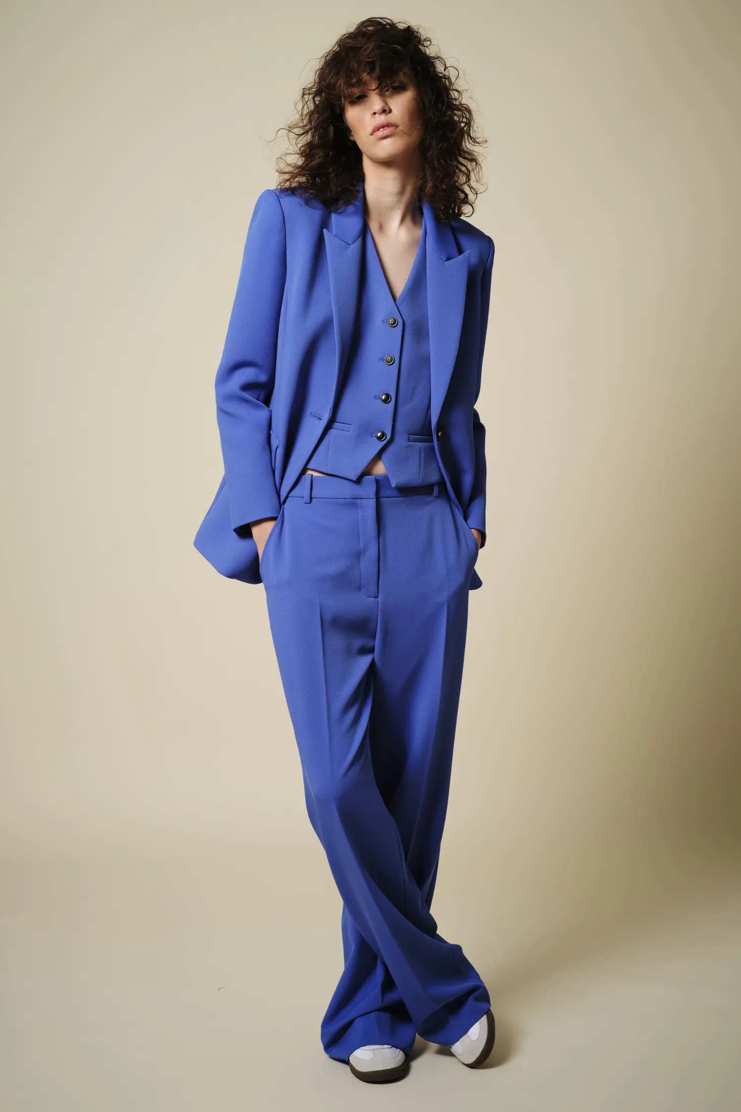 Lucy Mid-rise Relaxed Fit Trouser, French Blue sold by Saint Art