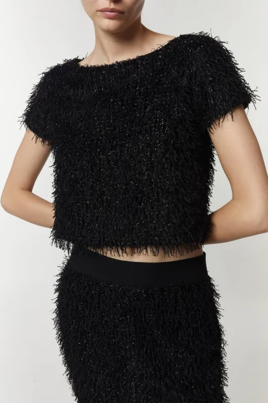 Aurora Blouse, Black Sequin Fringe sold by Saint Art