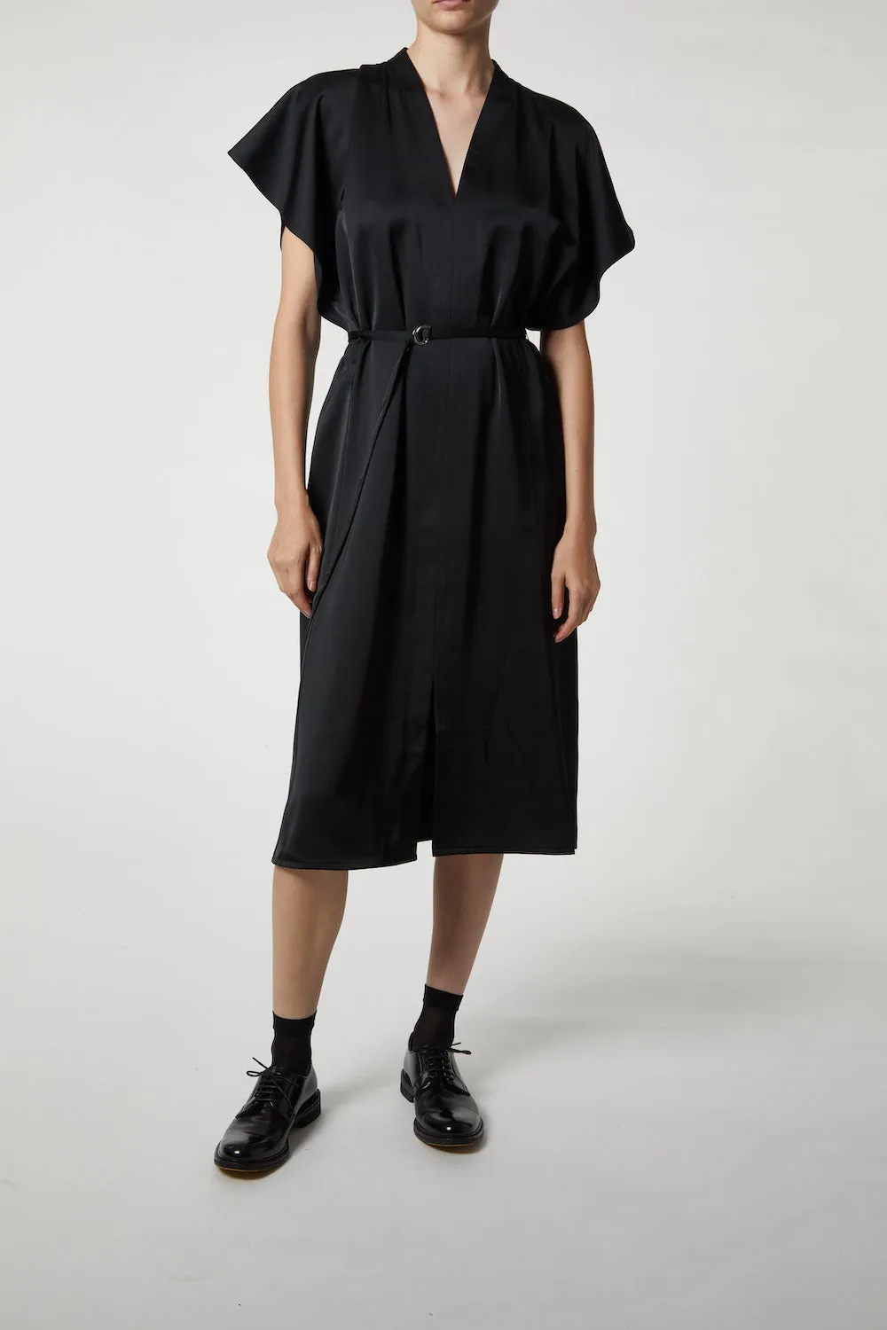 Hudson V-Neck Charmeuse Tie Dress, Black sold by Saint Art product image thumbnail 3