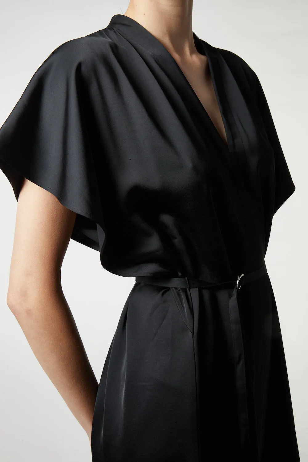 Hudson V-Neck Charmeuse Tie Dress, Black sold by Saint Art product image thumbnail 4