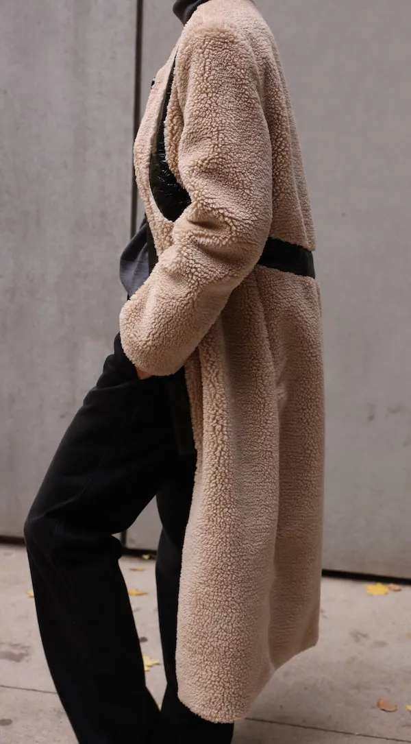 Laine Faux Shearling Coat, Natural sold by Saint Art