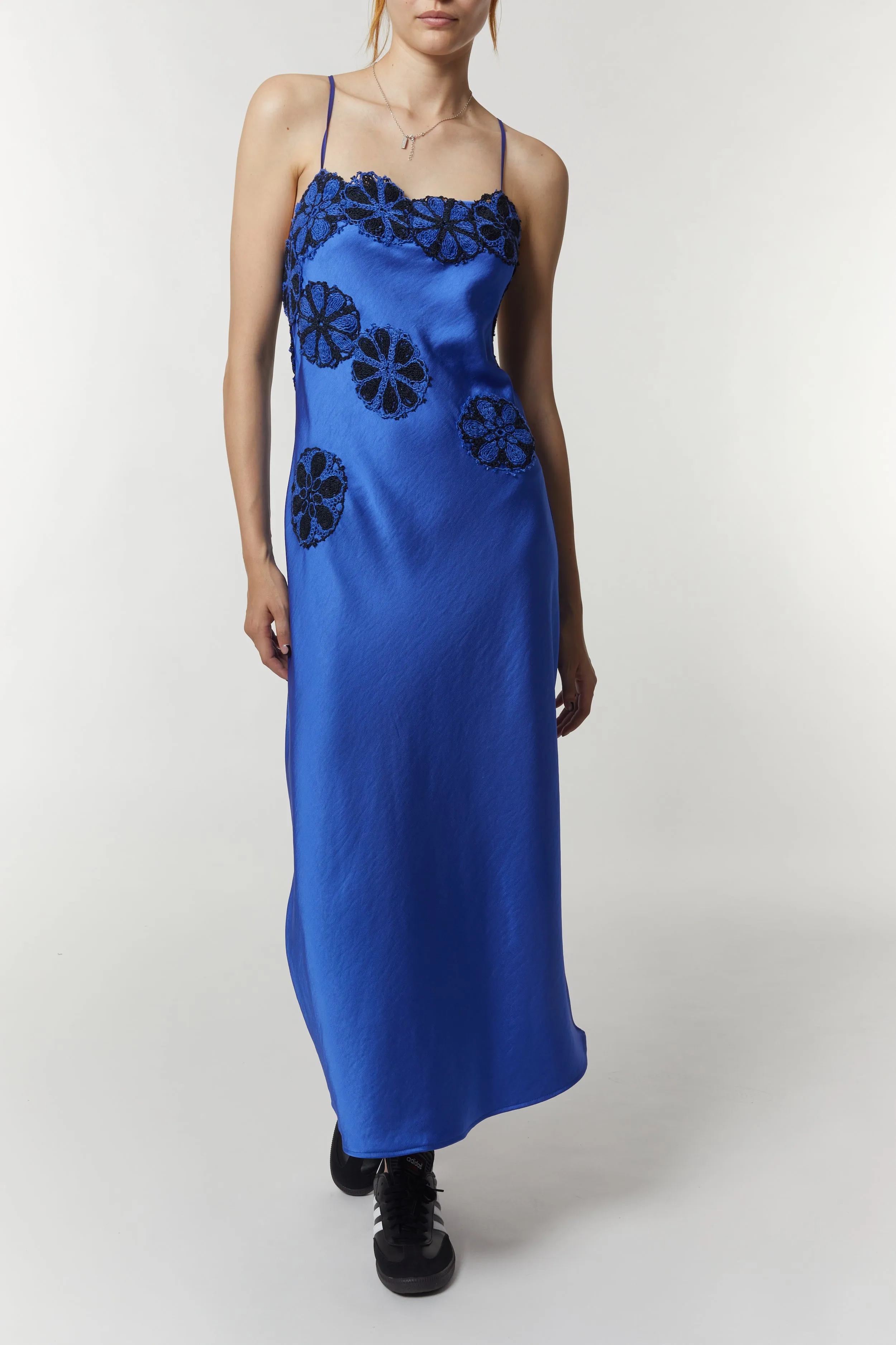 Sage Slip Dress with Crochet, French Blue sold by Saint Art product image thumbnail 2