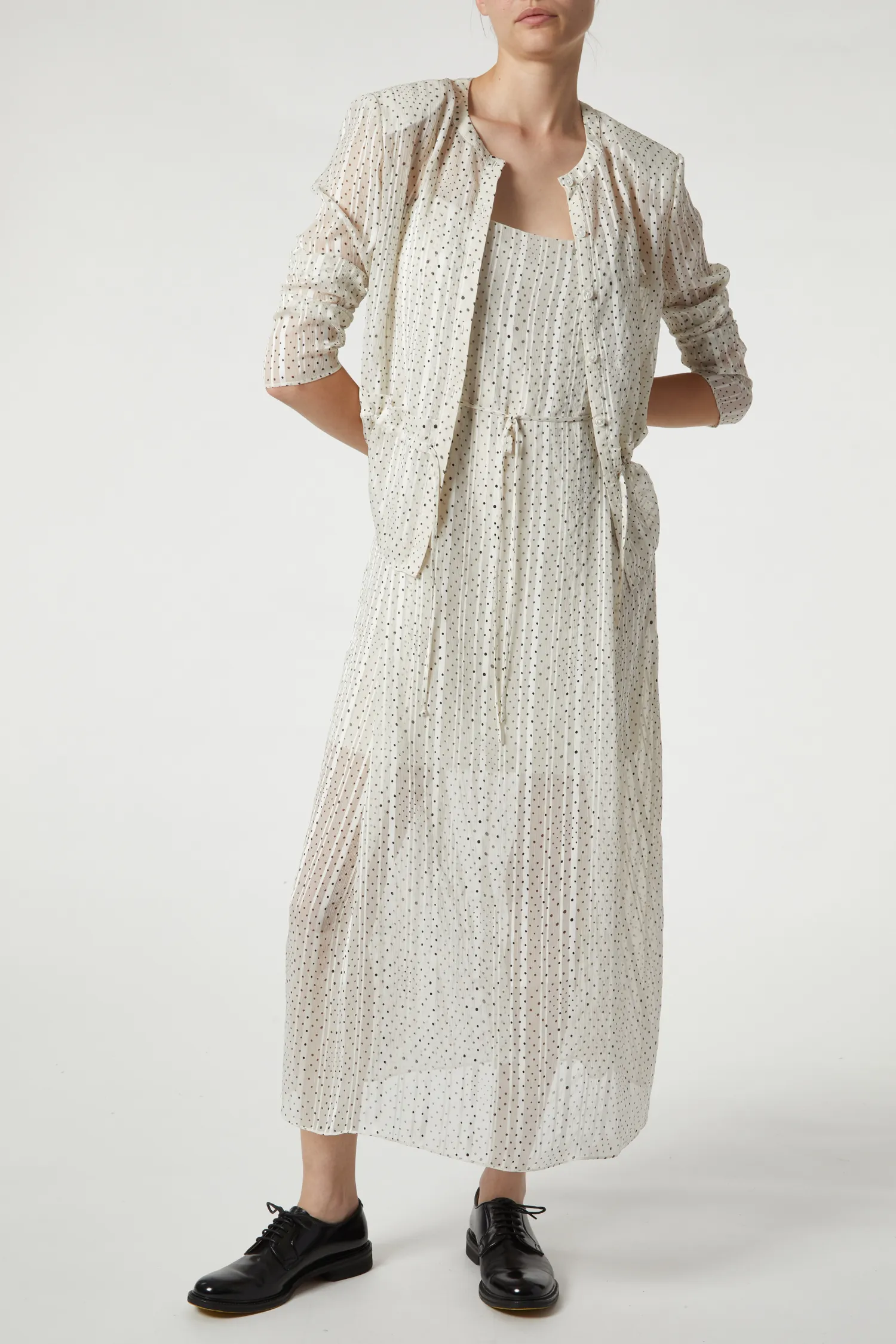 Freya Collarless Polka Dot Blouse, White/Black sold by Saint Art product image thumbnail 3