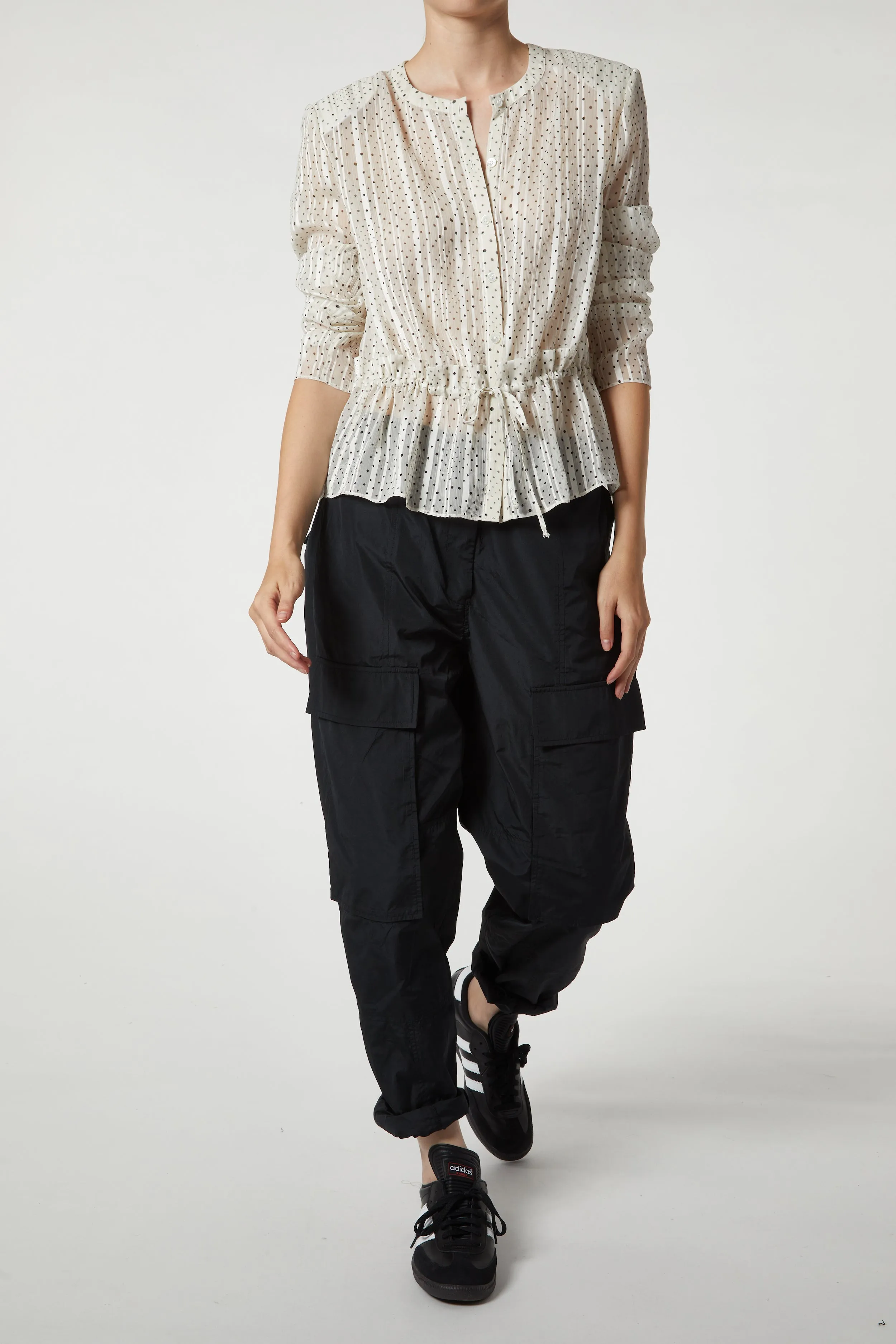 Freya Collarless Polka Dot Blouse, White/Black sold by Saint Art product image thumbnail 4