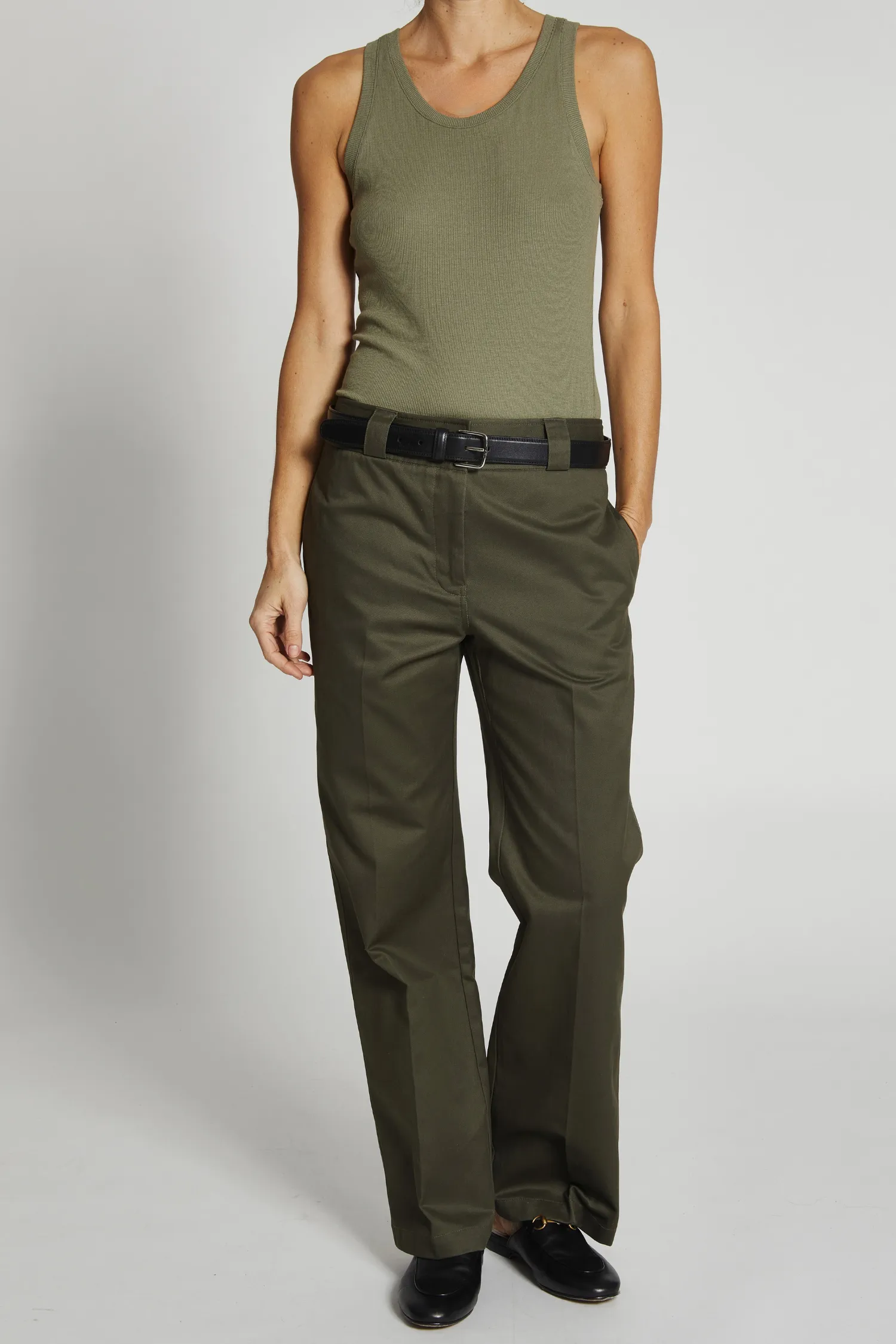 Nessa Mid-Rise Straight Leg Pant, Olive sold by Saint Art product image thumbnail 2