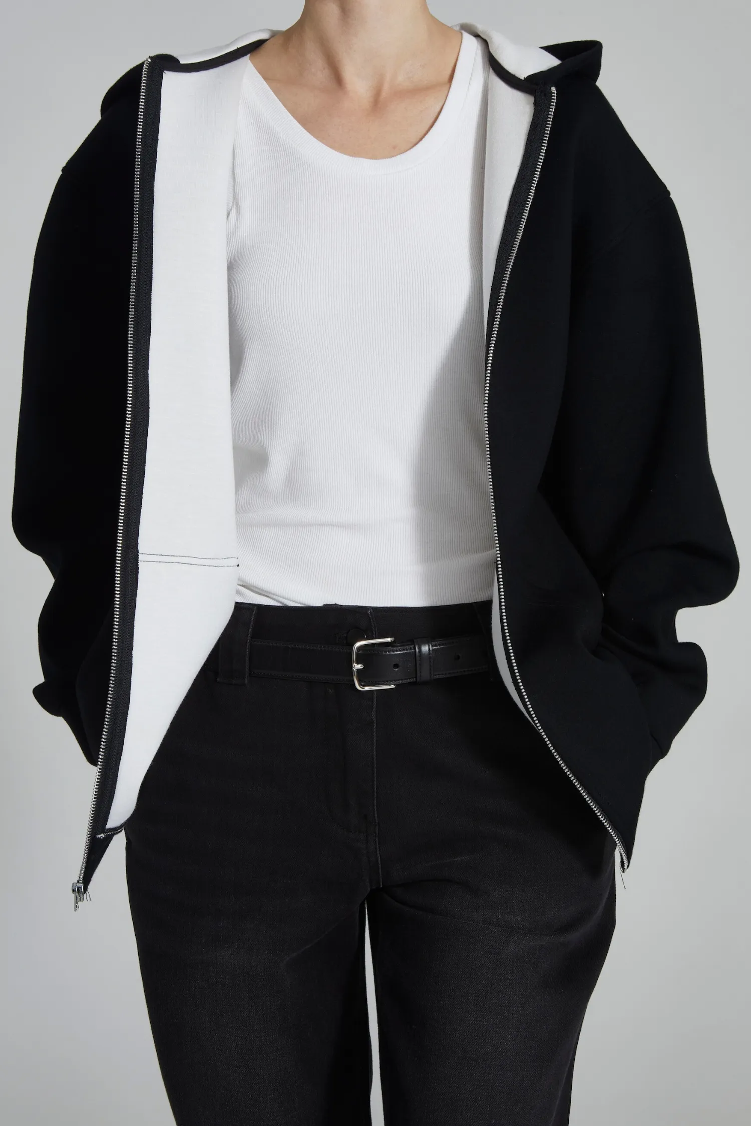 Hayden Scuba Fleece Hoodie, Black/White sold by Saint Art
