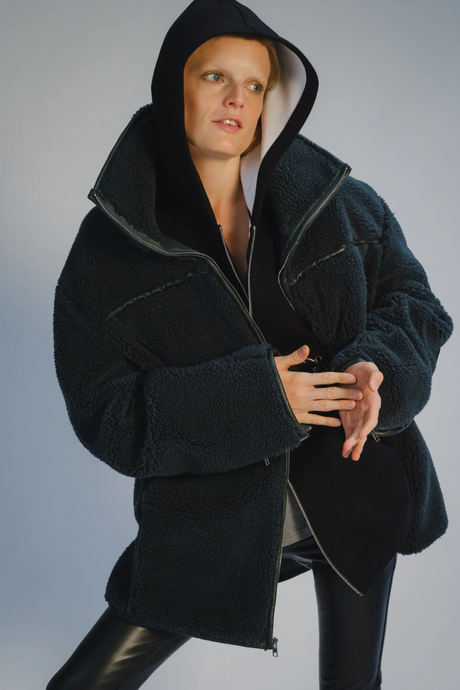 Hayden Scuba Fleece Hoodie, Black/White sold by Saint Art product image thumbnail 3
