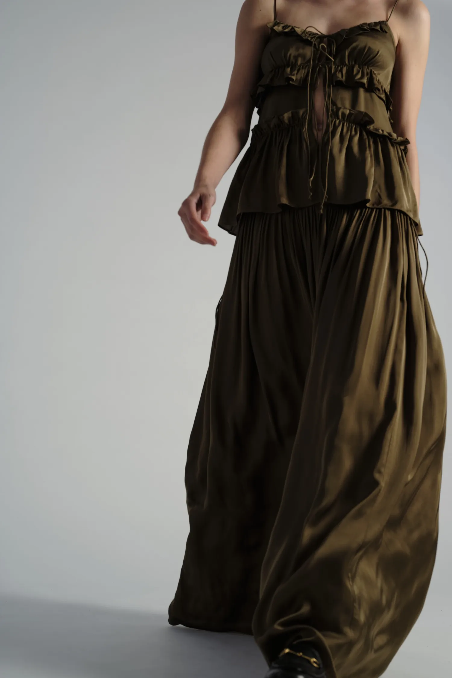 Ellie Ruched Skirt, Olive sold by Saint Art product image thumbnail 2
