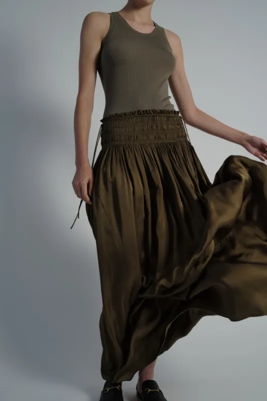 Ellie Ruched Skirt, Olive made by Saint Art