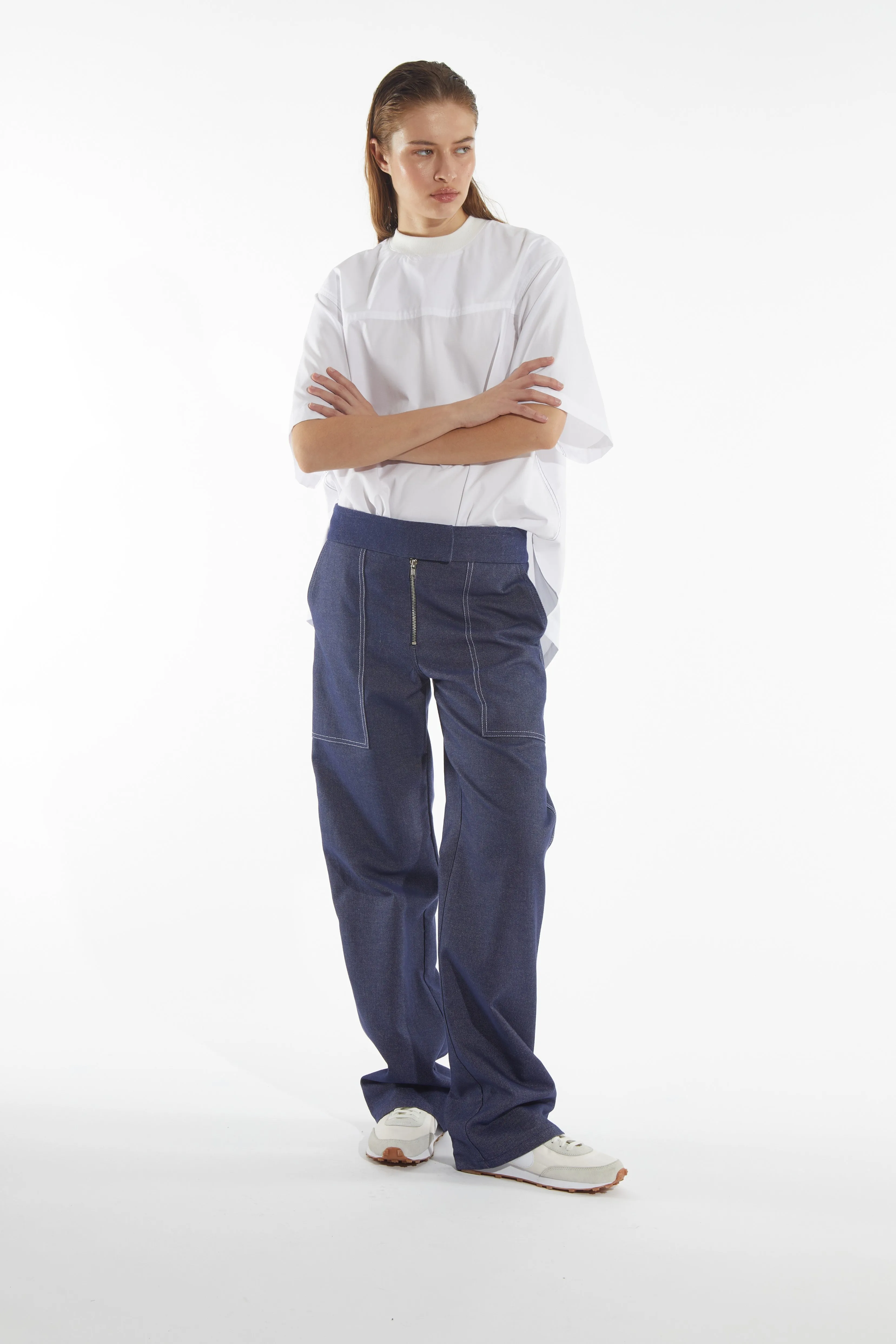 Presley Button Back Crewneck Top, White sold by Saint Art product image thumbnail 4