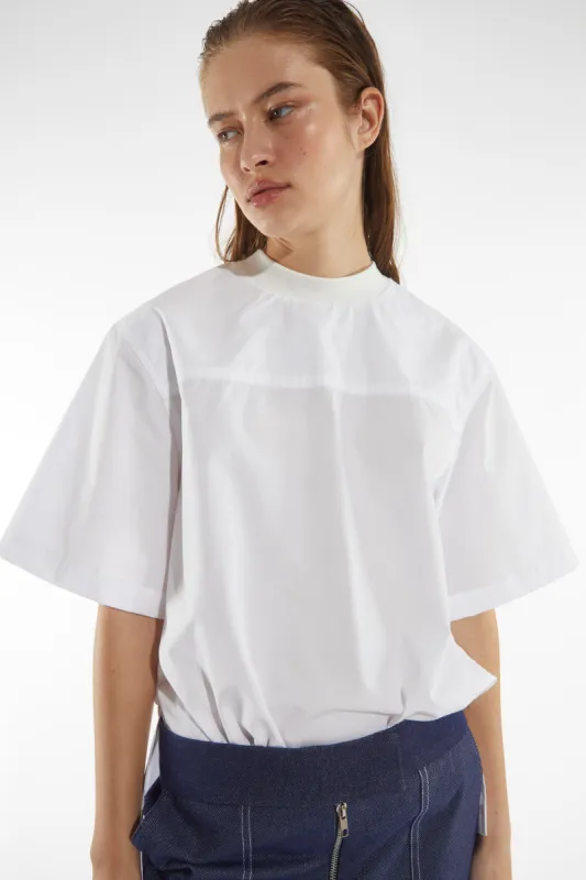 Presley Button Back Crewneck Top, White made by Saint Art