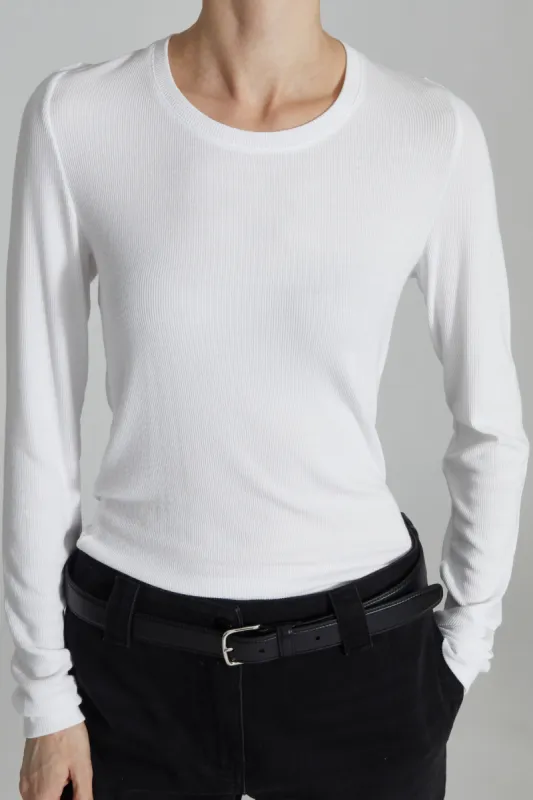 Rio Ribbed Crewneck, White sold by Saint Art