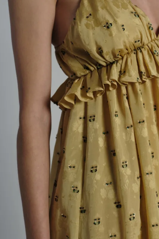 Sara Metallic Dress, Gold Jacquard made by Saint Art
