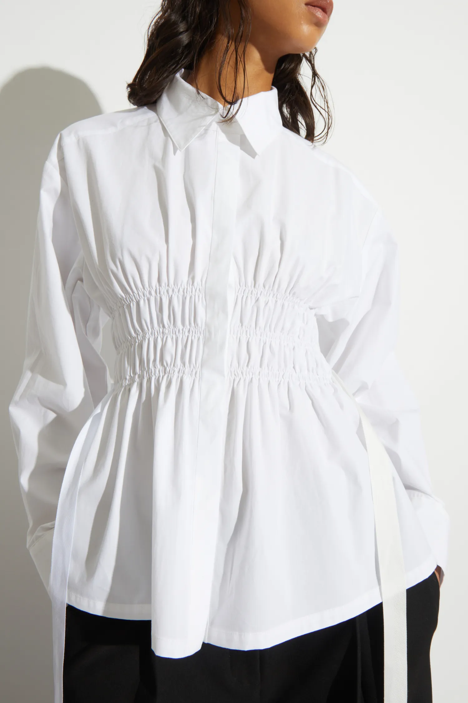 Yvonne Ruched Poplin Blouse, White sold by Saint Art product image thumbnail 5
